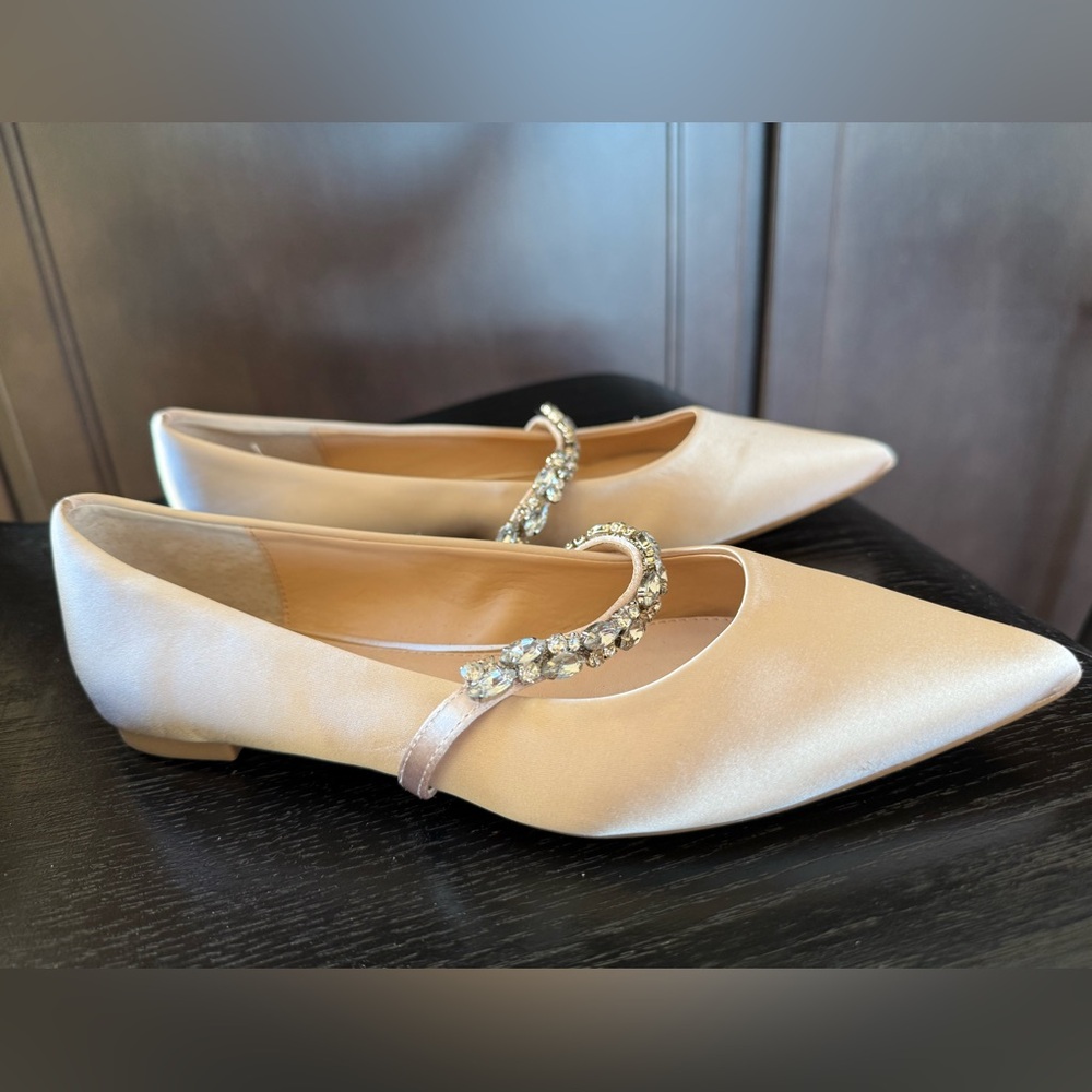 Badgley Mischka Vana Pointed Flats with Embellished Straps in Size 8